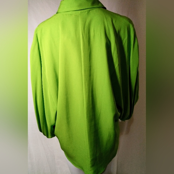 NWT Zara Chartreuse L/S Dolman Button Up Blouse - Picture 2 of 6